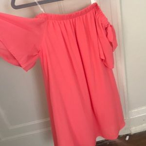 Off the shoulder coral dress